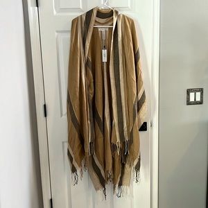 BCBGeneration Wrap Shawl w/ Fringe & Scarf Accent - OS